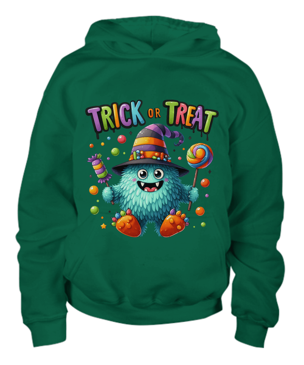 Trick or Treat Halloween Monster Youth Hoodie - Mallard Moon Gift Shop