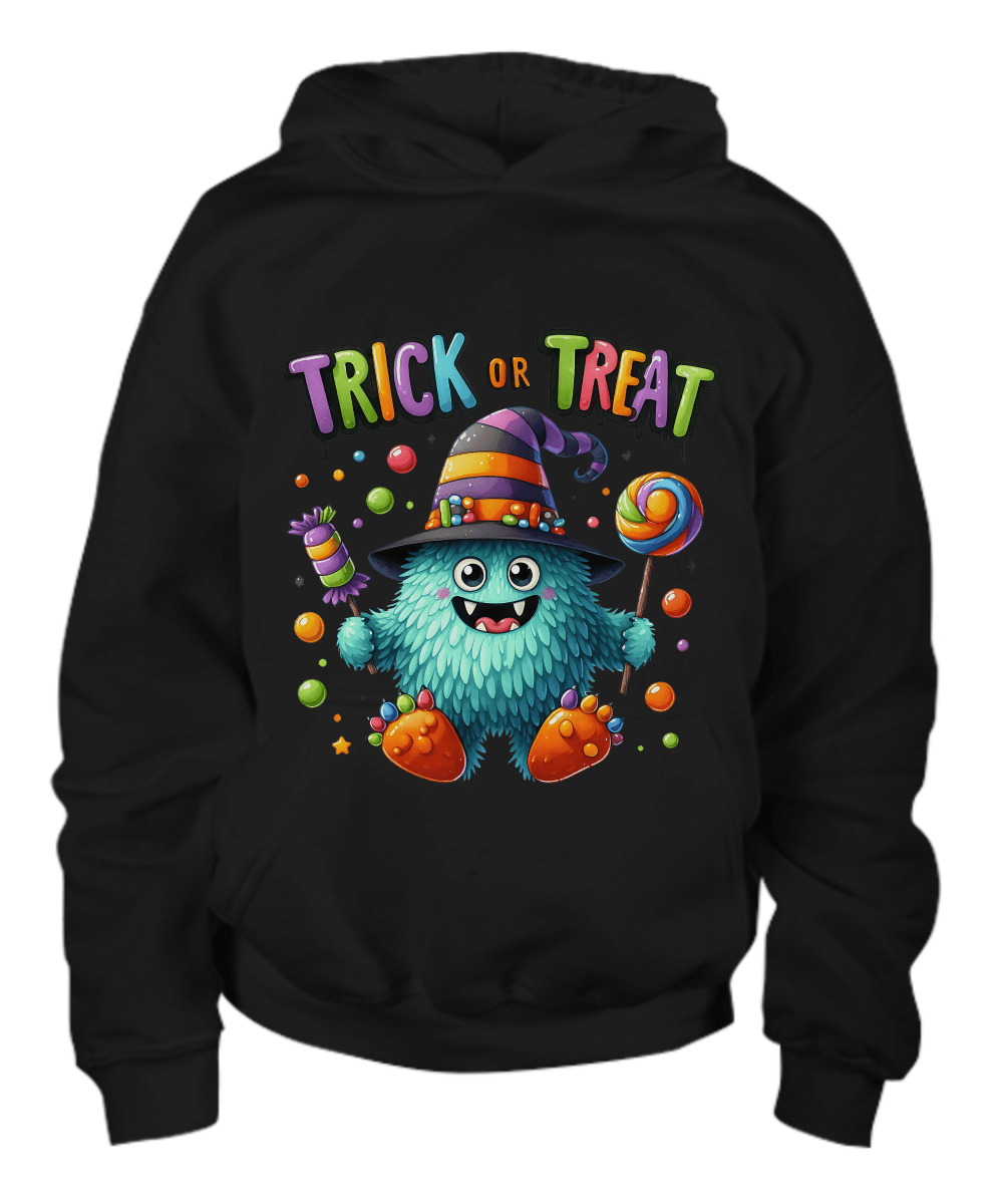 Trick or Treat Halloween Monster Youth Hoodie - Mallard Moon Gift Shop