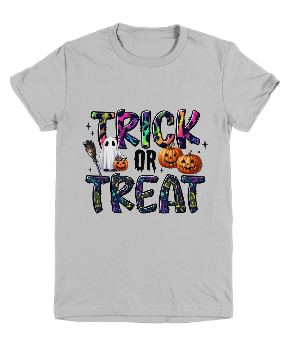 Halloween Trick or Treat Pumpkins and Ghost Youth Tee Shirt - Mallard Moon Gift Shop