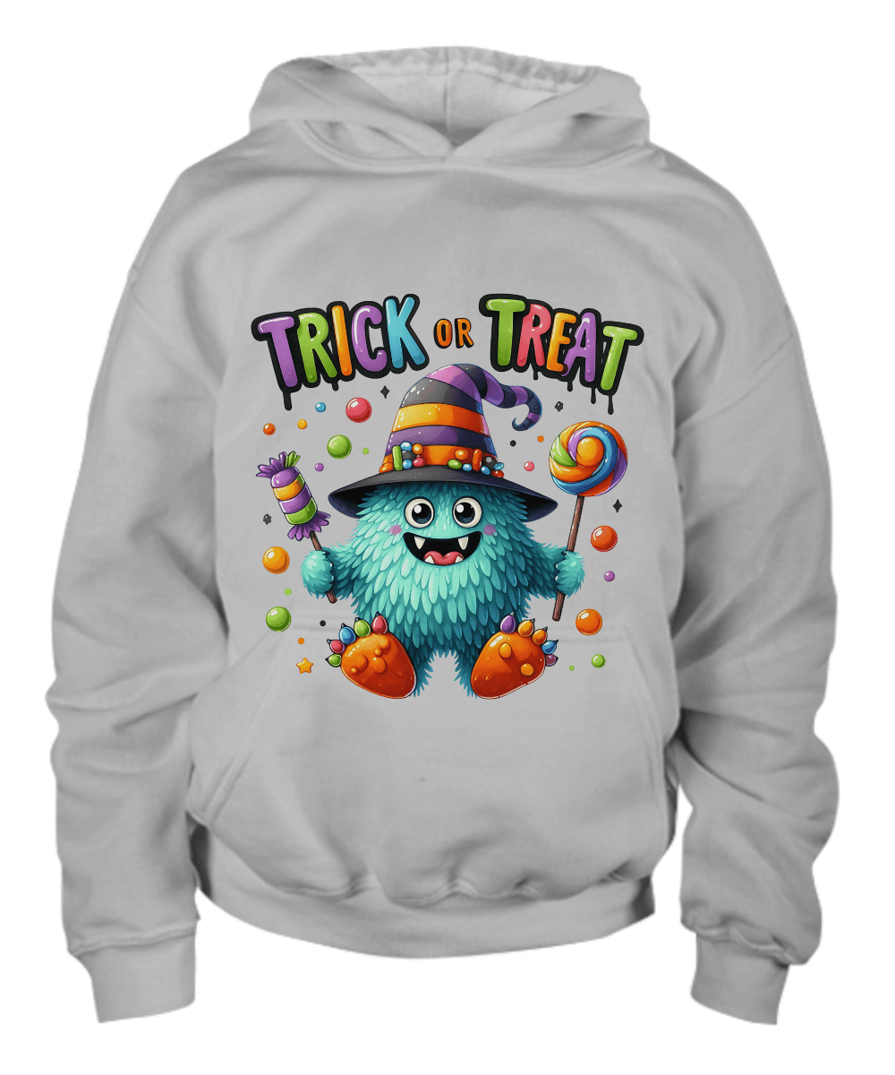 Trick or Treat Halloween Monster Youth Hoodie - Mallard Moon Gift Shop