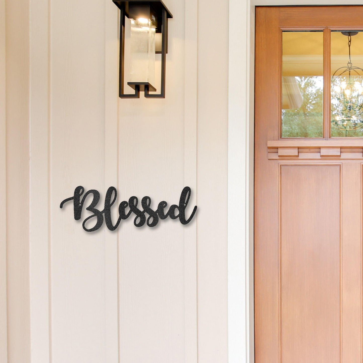 Blessed Word Script Indoor Outdoor Steel Walll Sign - Mallard Moon Gift Shop