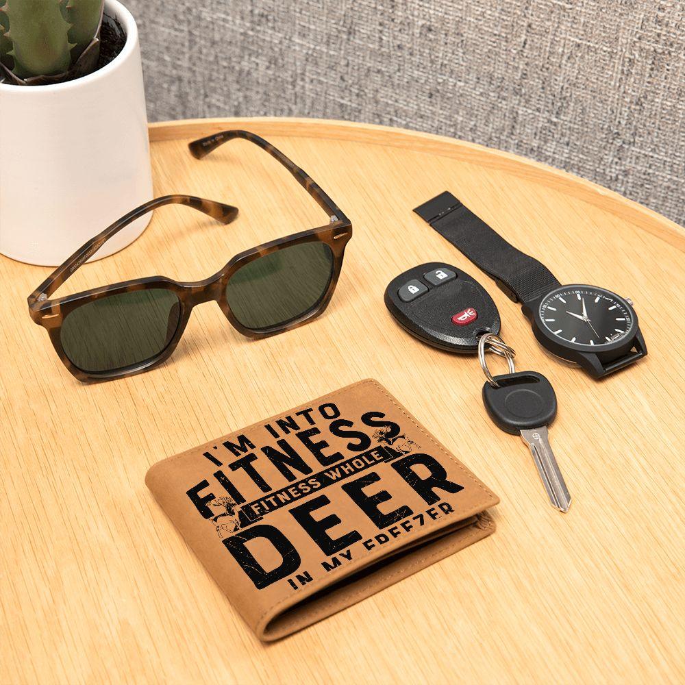 Funny Gift for Hunter I'm Into Fitness Leather Wallet - Mallard Moon Gift Shop