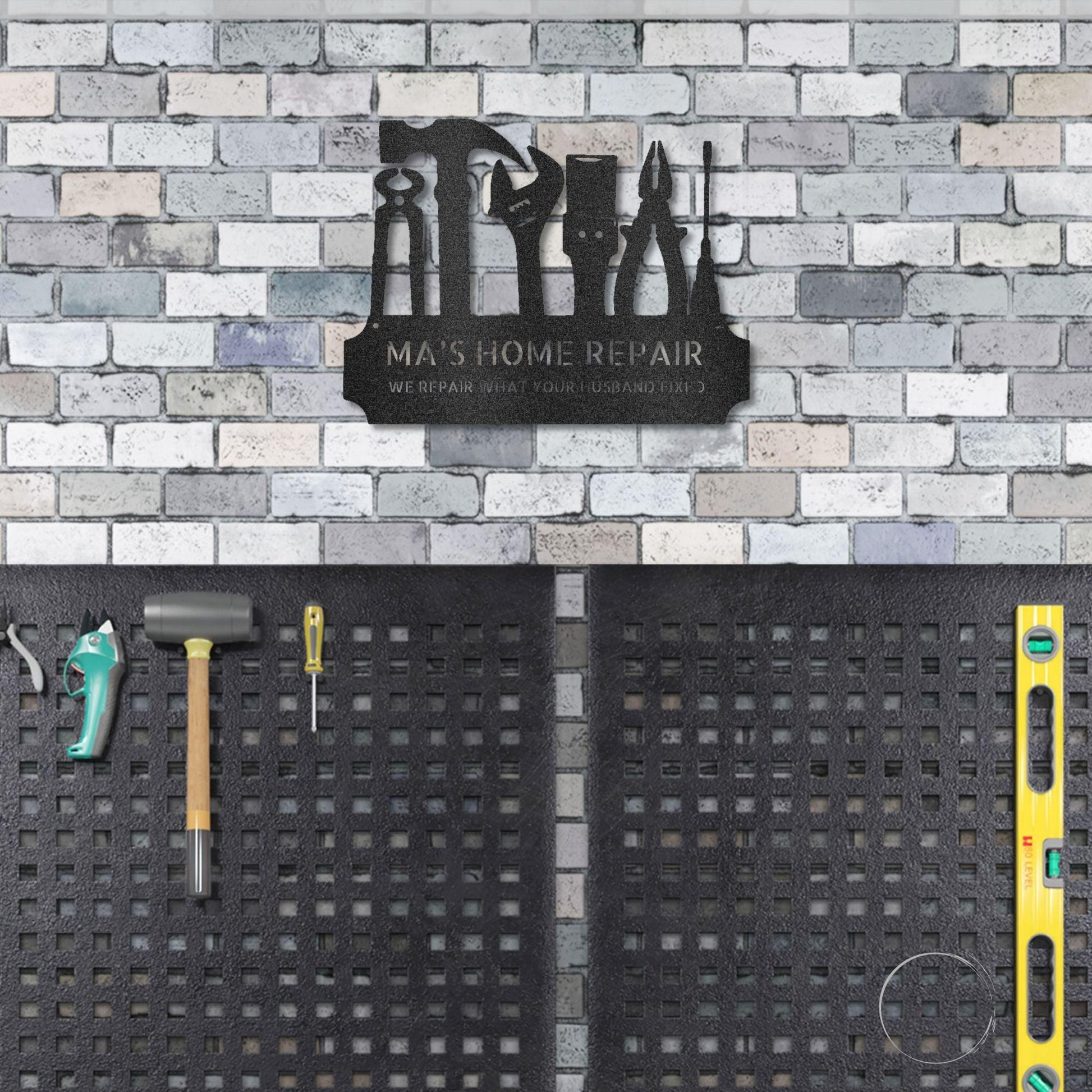 Personalized Tool Time Monogram Indoor Outdoor Steel Wall Sign - Mallard Moon Gift Shop