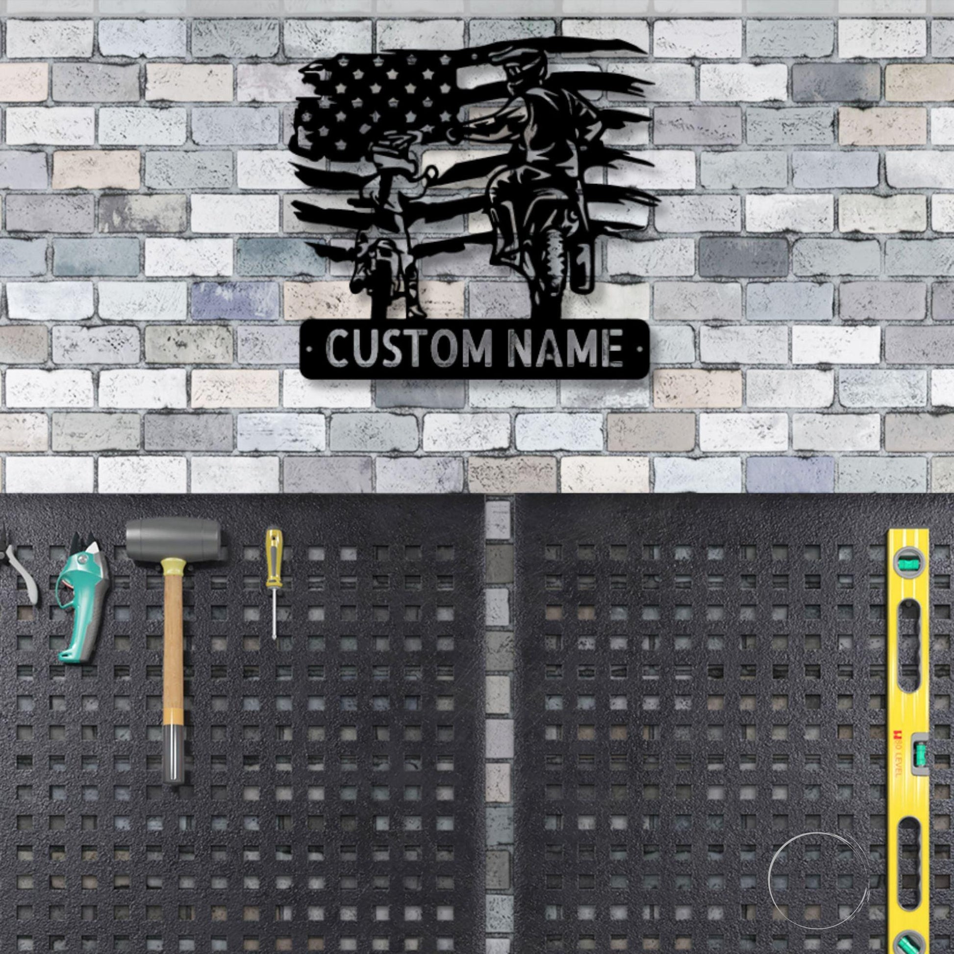 American Motocross Family Monogram Indoor Outdoor Steel Wall Sign - Mallard Moon Gift Shop