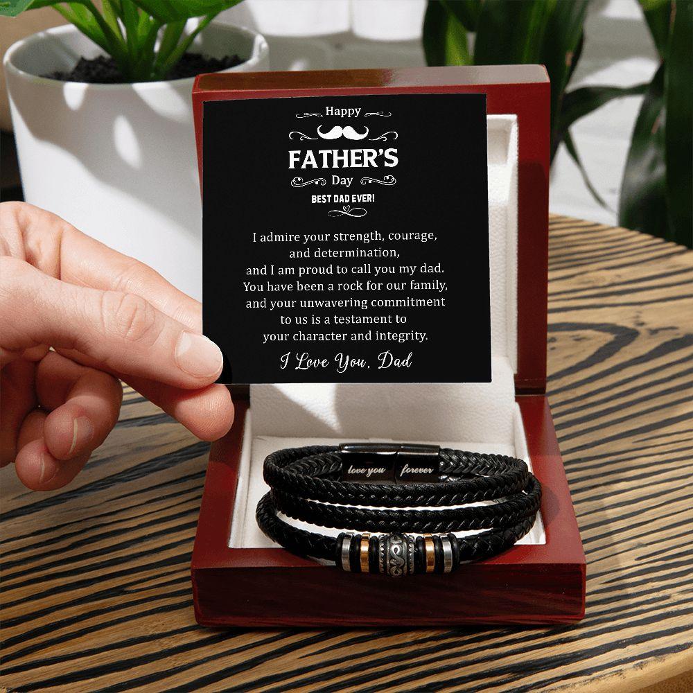 Gift for Dad I Admire your Courage Braided Leather Bracelet - Mallard Moon Gift Shop