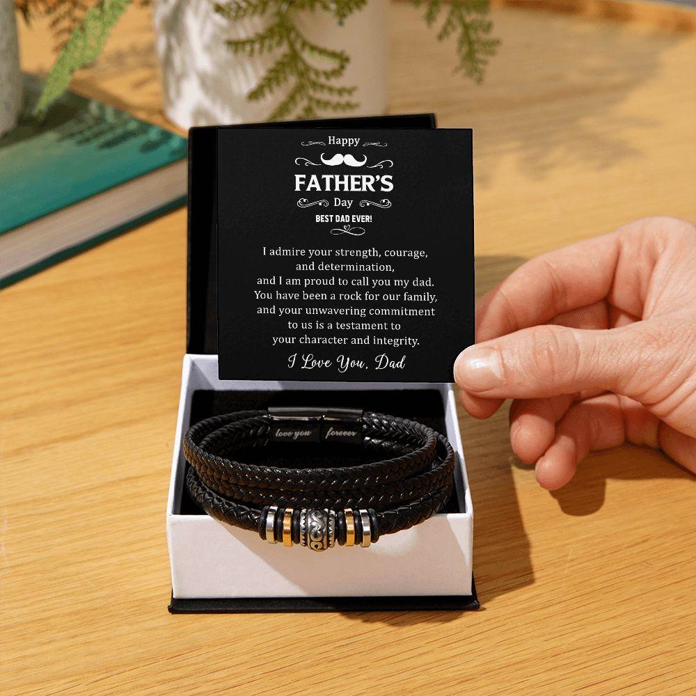 Gift for Dad I Admire your Courage Braided Leather Bracelet - Mallard Moon Gift Shop
