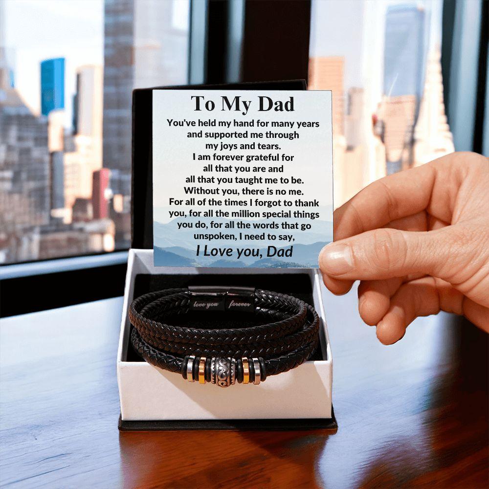 Gift for Dad Without You There Is No Me Braided Leather Bracelet - Mallard Moon Gift Shop