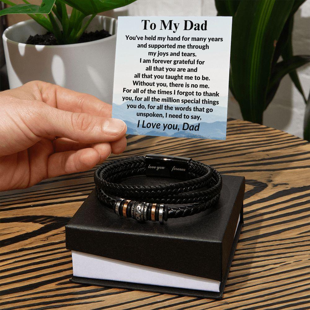 Gift for Dad Without You There Is No Me Braided Leather Bracelet - Mallard Moon Gift Shop