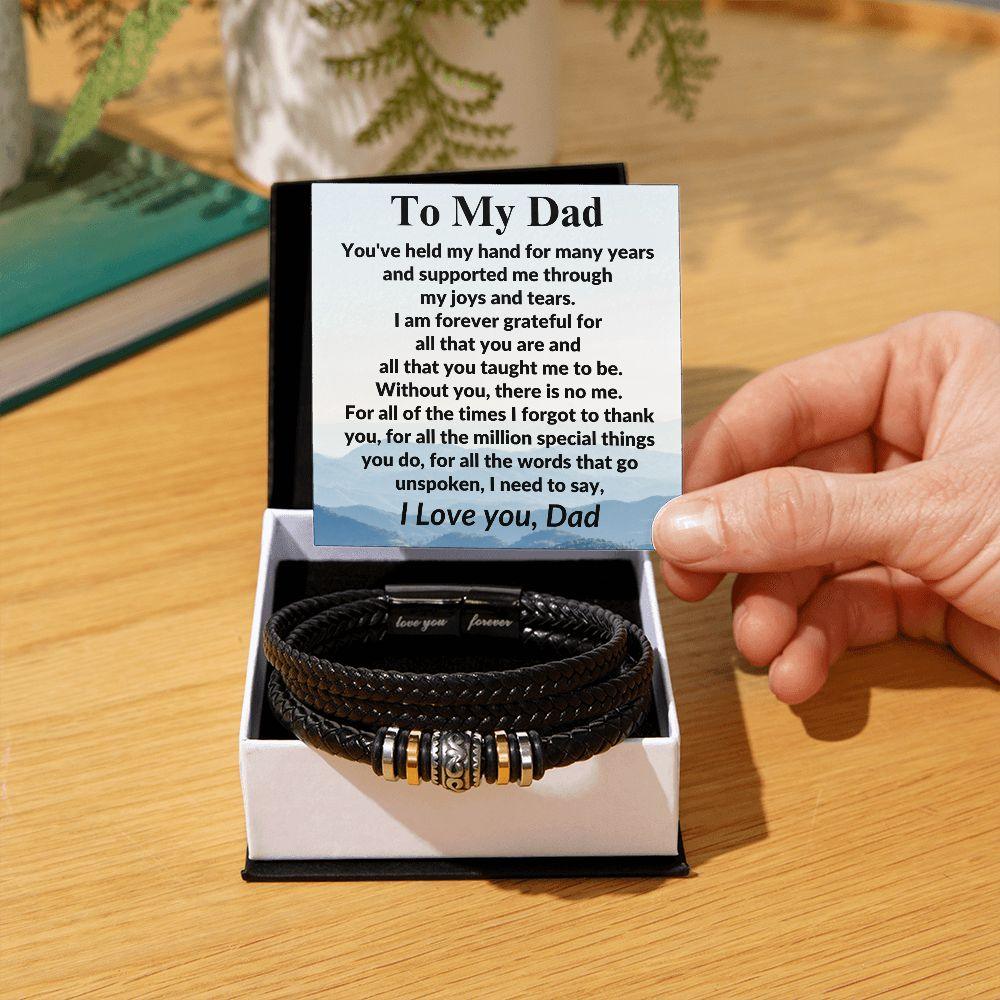 Gift for Dad Without You There Is No Me Braided Leather Bracelet - Mallard Moon Gift Shop