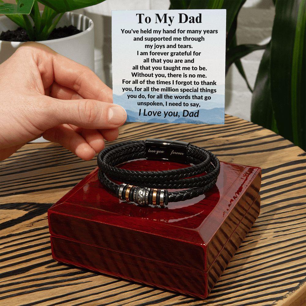 Gift for Dad Without You There Is No Me Braided Leather Bracelet - Mallard Moon Gift Shop