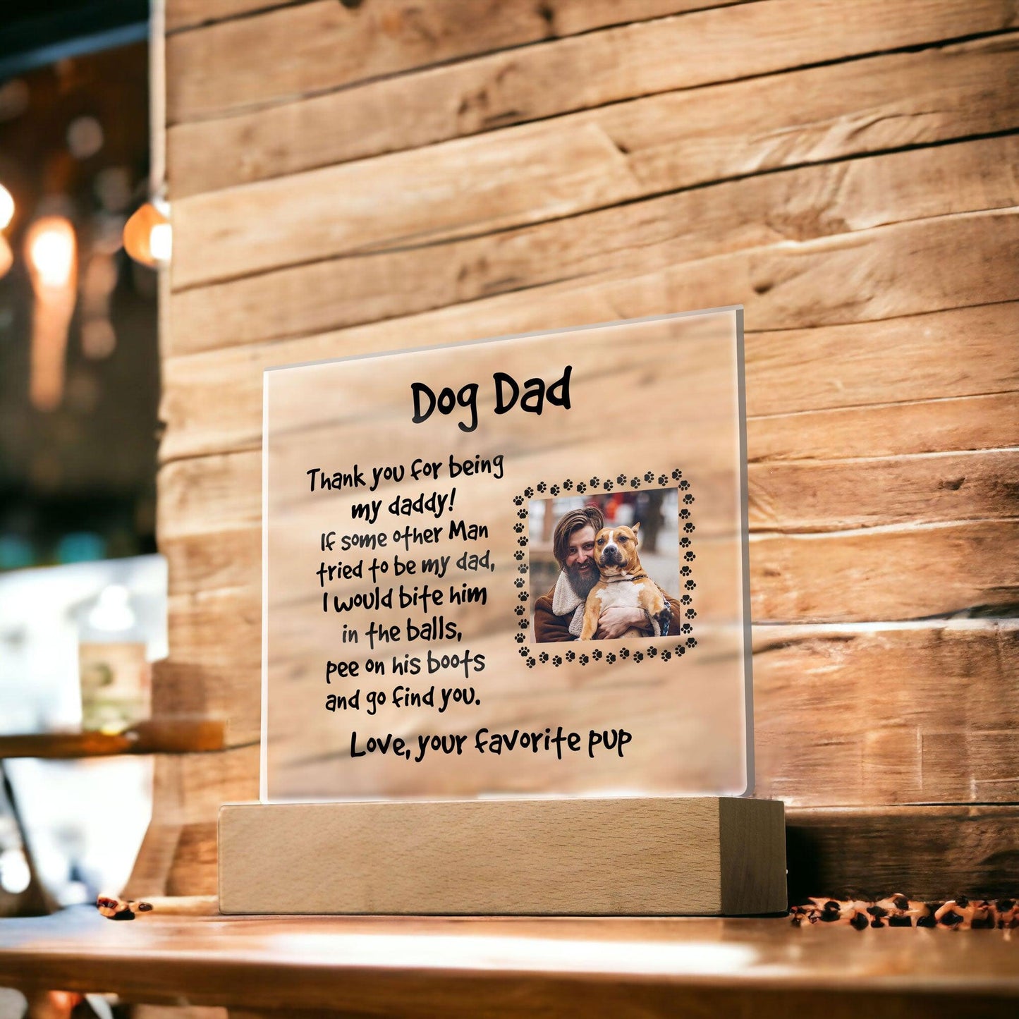 Gift for Dog Dad Custom Photo Upload Acrylic Plaque - Mallard Moon Gift Shop