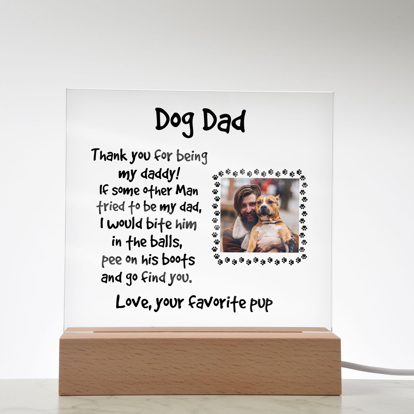 Gift for Dog Dad Custom Photo Upload Acrylic Plaque - Mallard Moon Gift Shop