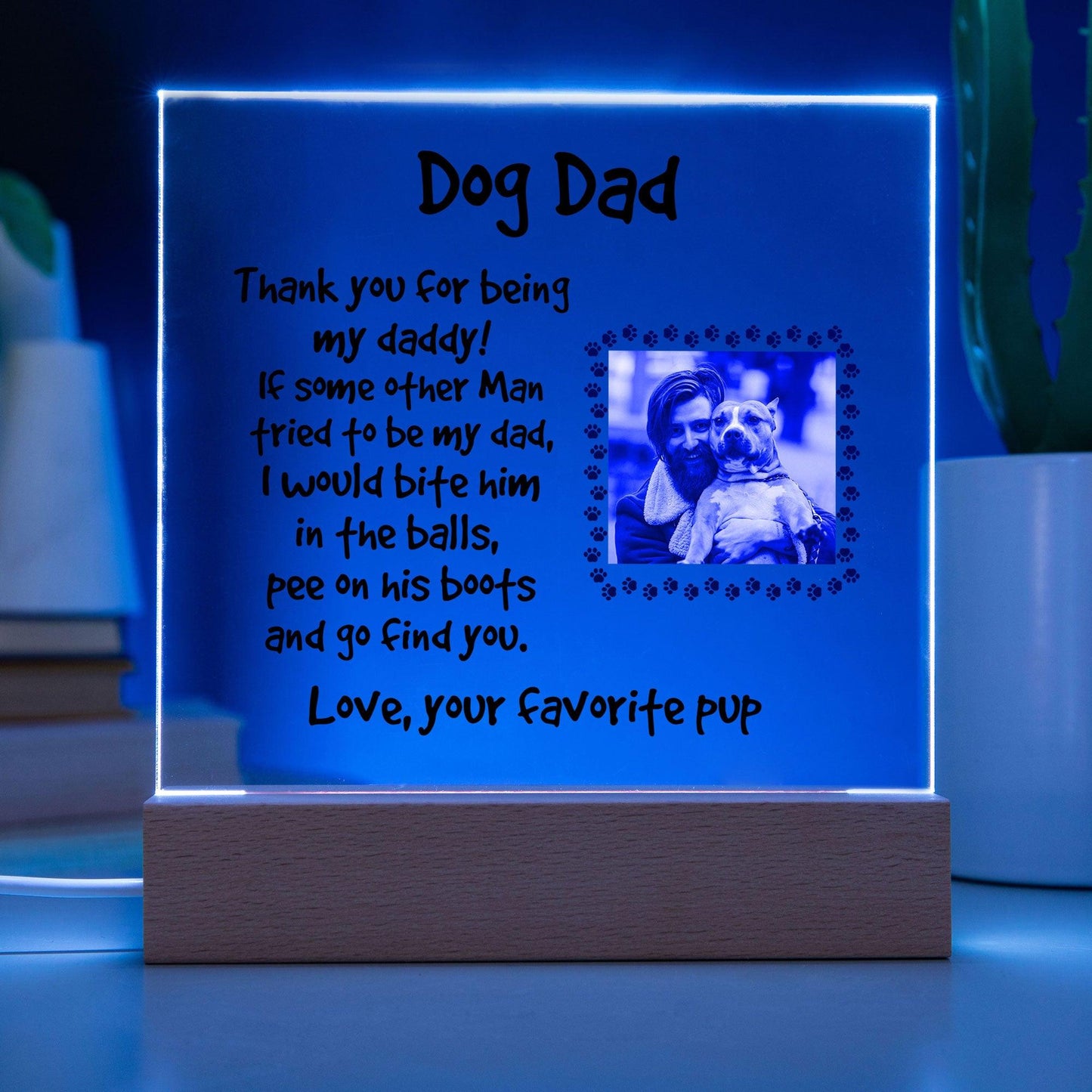 Gift for Dog Dad Custom Photo Upload Acrylic Plaque - Mallard Moon Gift Shop