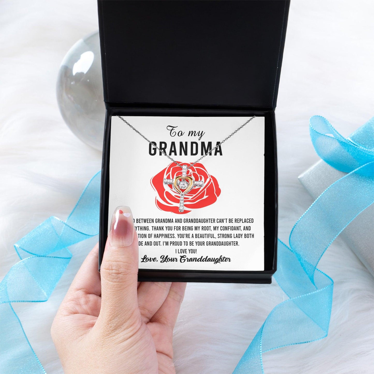 Gift For Grandma from Proud Granddaughter Cross Pendant Necklace - Mallard Moon Gift Shop