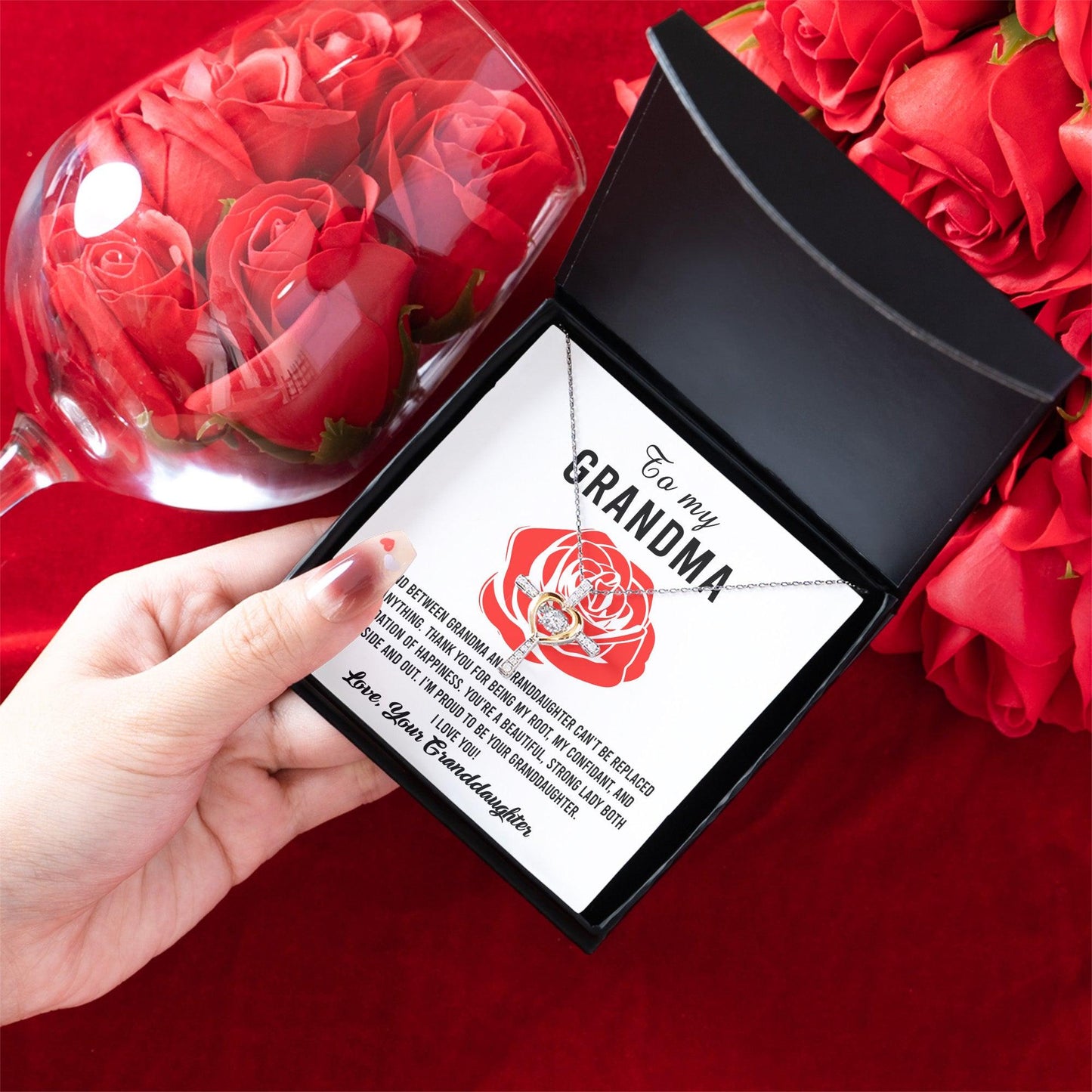 Gift For Grandma from Proud Granddaughter Cross Pendant Necklace - Mallard Moon Gift Shop