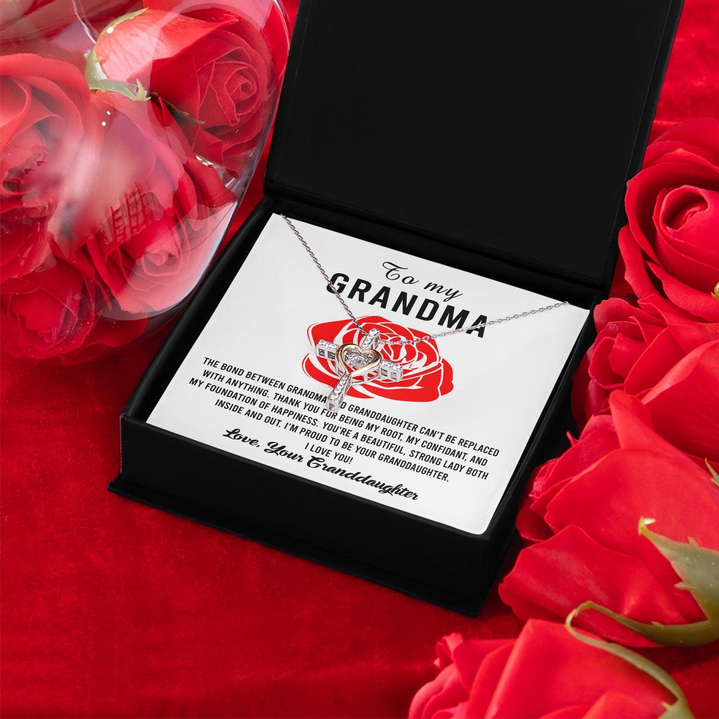 Gift For Grandma from Proud Granddaughter Cross Pendant Necklace - Mallard Moon Gift Shop