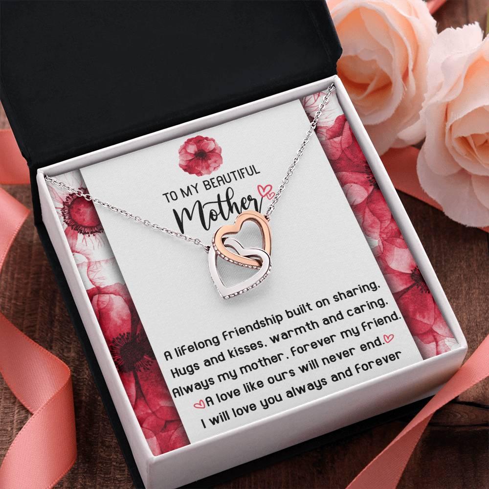 Gift for Mom Always my Mother Forever my Friend Interlocking Hearts Necklace - Mallard Moon Gift Shop