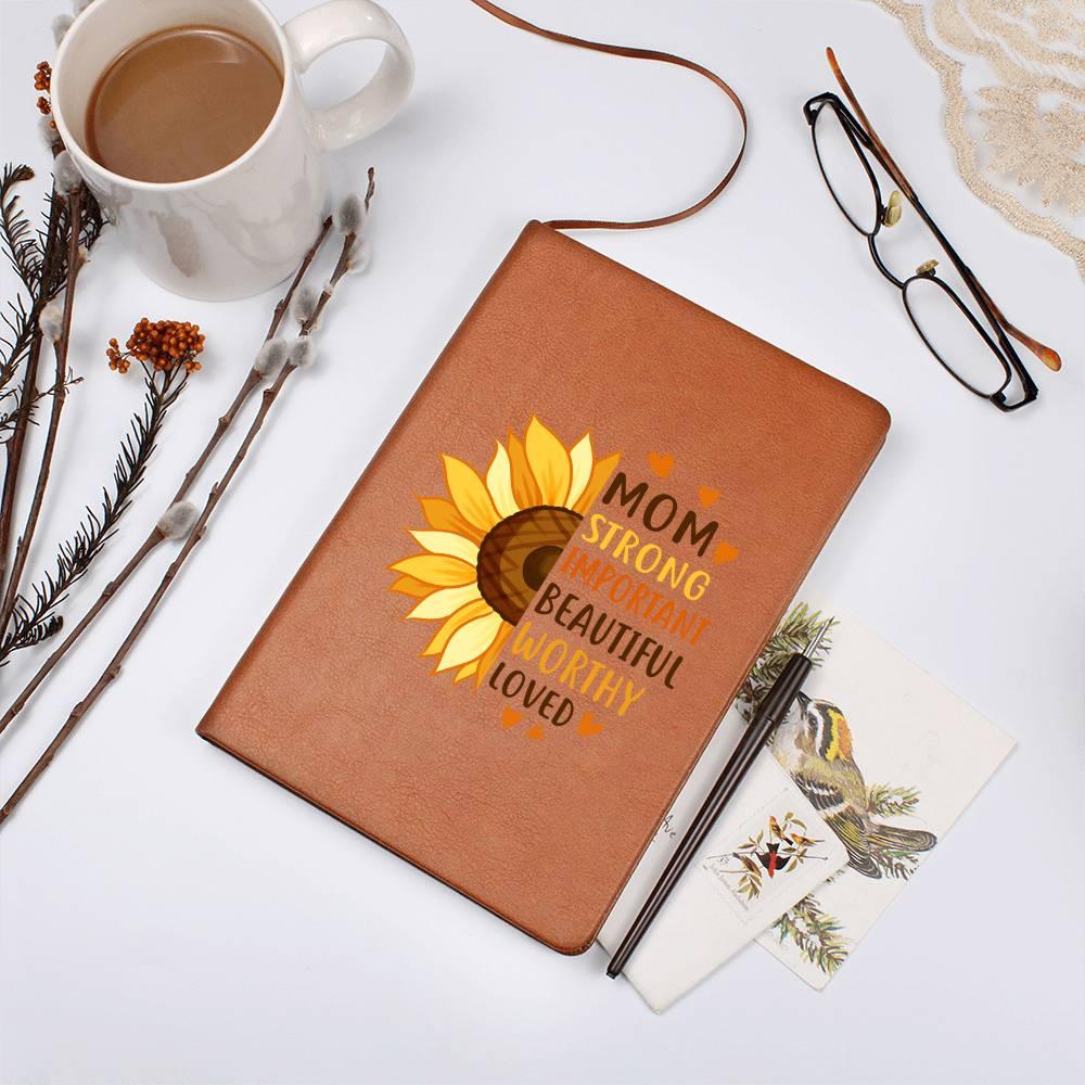 Gift for Mom Personalized Sunflower Graphic Leather Journal - Mallard Moon Gift Shop