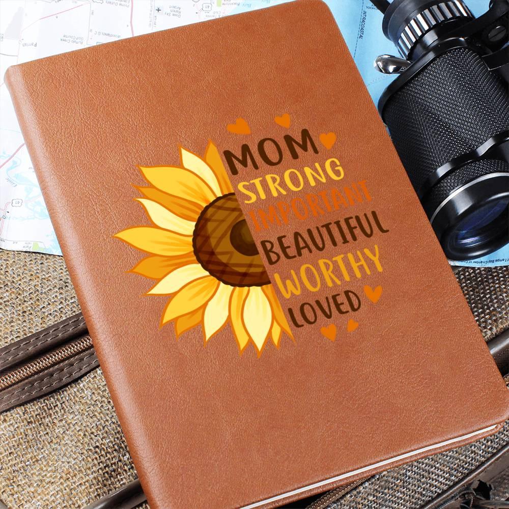 Gift for Mom Personalized Sunflower Graphic Leather Journal - Mallard Moon Gift Shop
