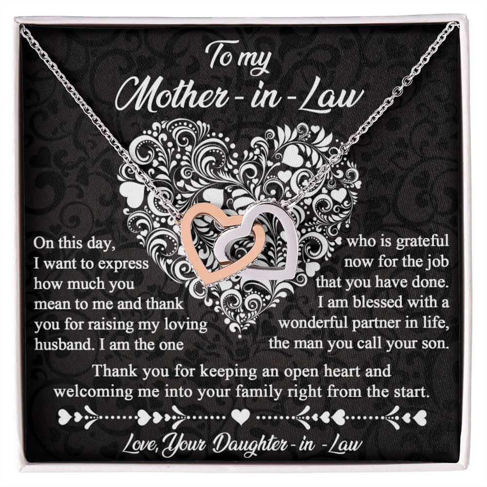 Gift for Mother-In-Law Thank You for Keeping an Open Heart - Interlocking Hearts Necklace - Mallard Moon Gift Shop