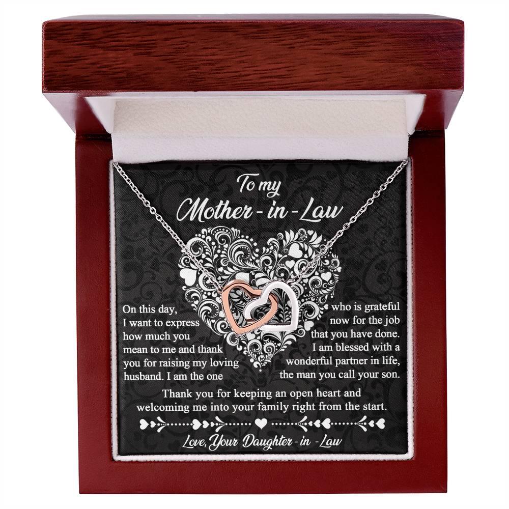 Gift for Mother-In-Law Thank You for Keeping an Open Heart - Interlocking Hearts Necklace - Mallard Moon Gift Shop