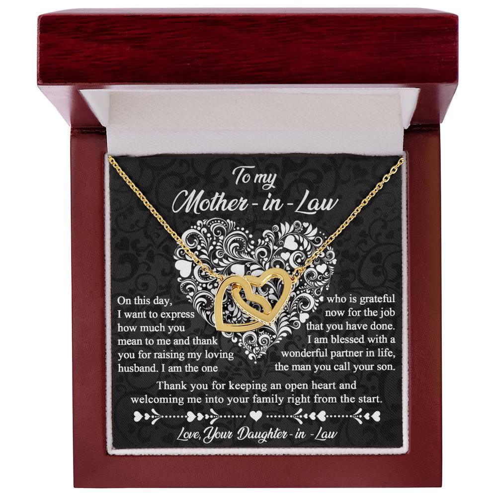 Gift for Mother-In-Law Thank You for Keeping an Open Heart - Interlocking Hearts Necklace - Mallard Moon Gift Shop