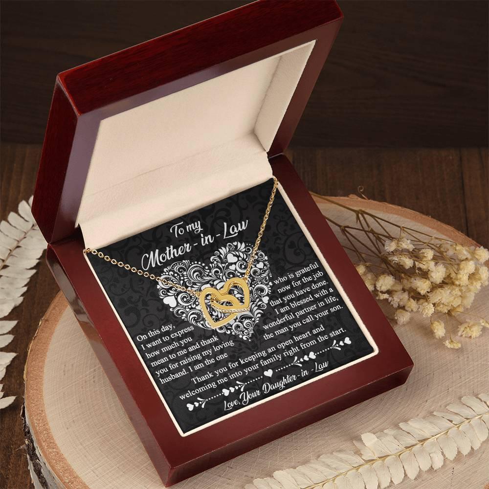 Gift for Mother-In-Law Thank You for Keeping an Open Heart - Interlocking Hearts Necklace - Mallard Moon Gift Shop