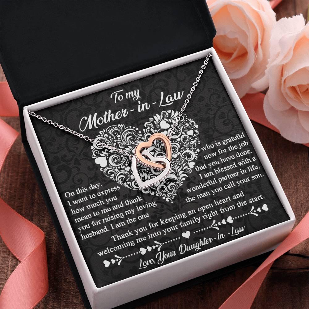 Gift for Mother-In-Law Thank You for Keeping an Open Heart - Interlocking Hearts Necklace - Mallard Moon Gift Shop