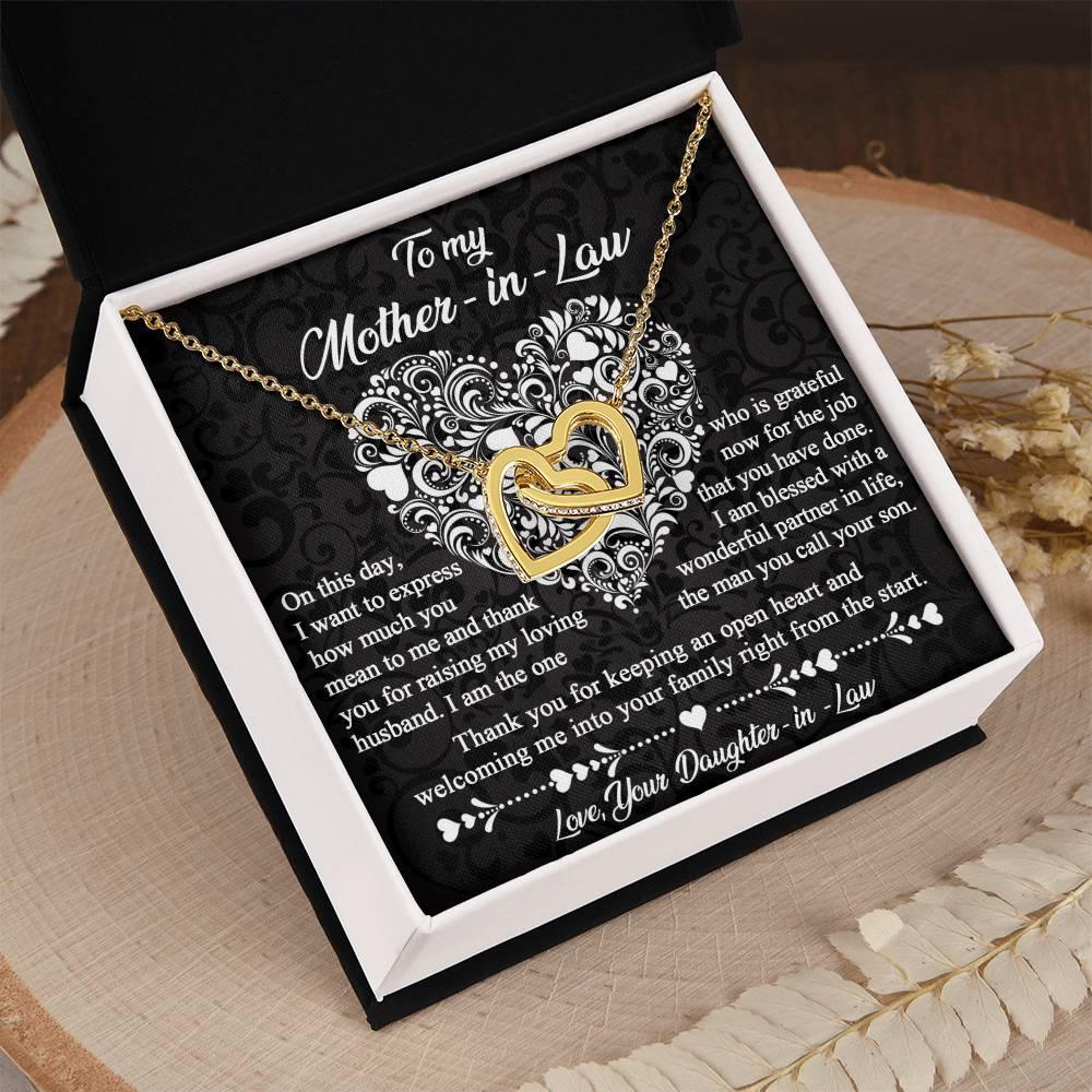 Gift for Mother-In-Law Thank You for Keeping an Open Heart - Interlocking Hearts Necklace - Mallard Moon Gift Shop