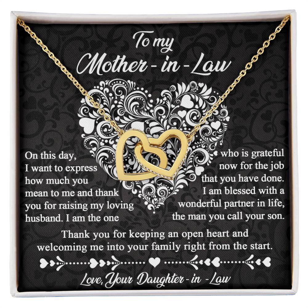 Gift for Mother-In-Law Thank You for Keeping an Open Heart - Interlocking Hearts Necklace - Mallard Moon Gift Shop