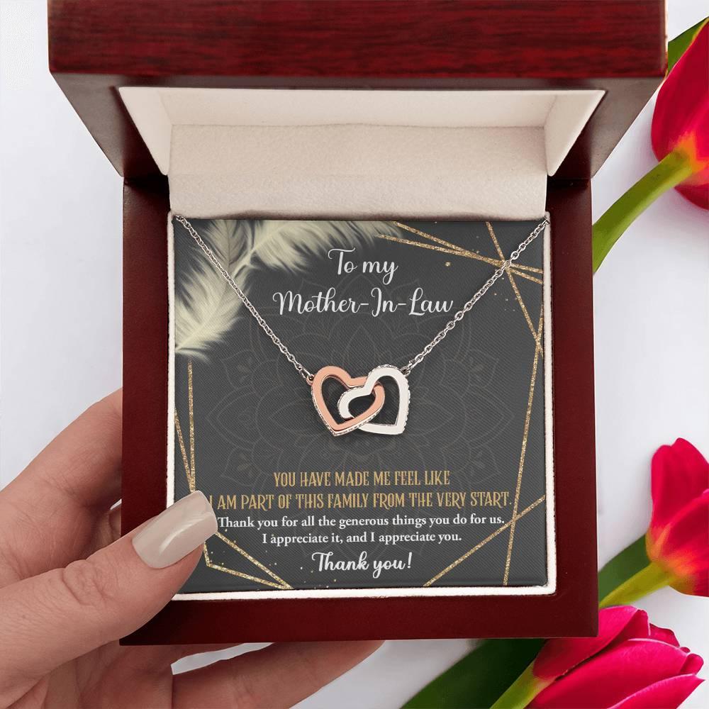Gift for Mother-in-Law You are Appreciated Interlocking Hearts Necklace - Mallard Moon Gift Shop