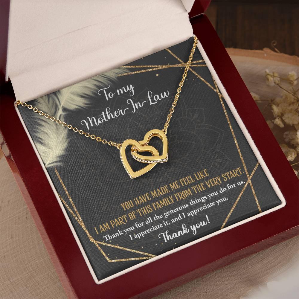 Gift for Mother-in-Law You are Appreciated Interlocking Hearts Necklace - Mallard Moon Gift Shop