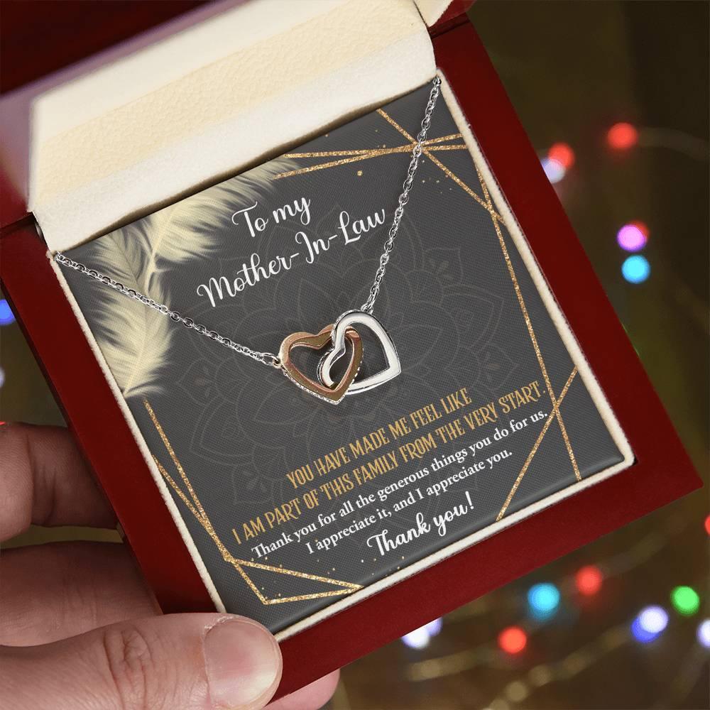 Gift for Mother-in-Law You are Appreciated Interlocking Hearts Necklace - Mallard Moon Gift Shop
