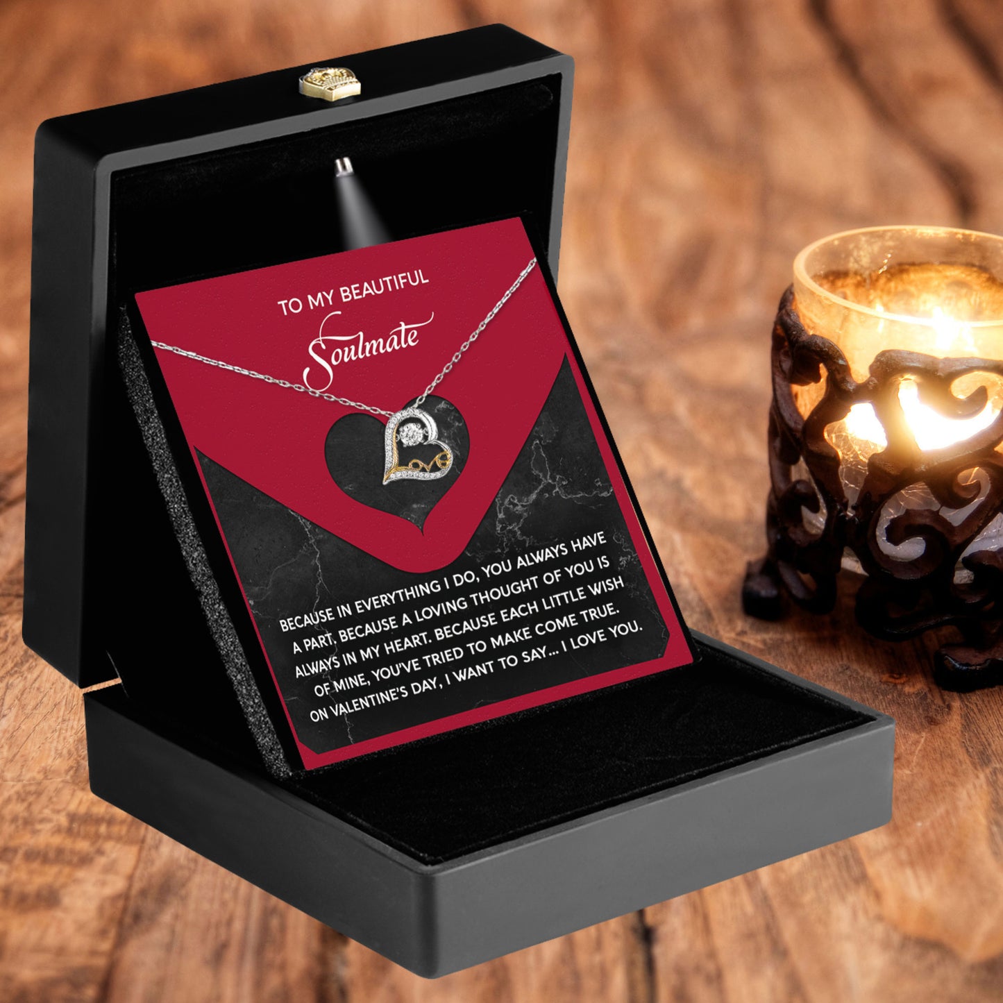 To My Beautiful Soulmate - Love Dancing Heart Necklace – A Romantic Valentine’s Day Gift Full of Love and Gratitude - Mallard Moon Gift Shop