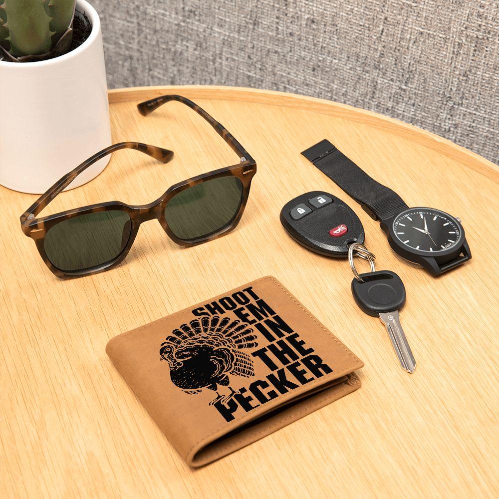 Gift for Turkey Hunter Leather Wallet - Mallard Moon Gift Shop