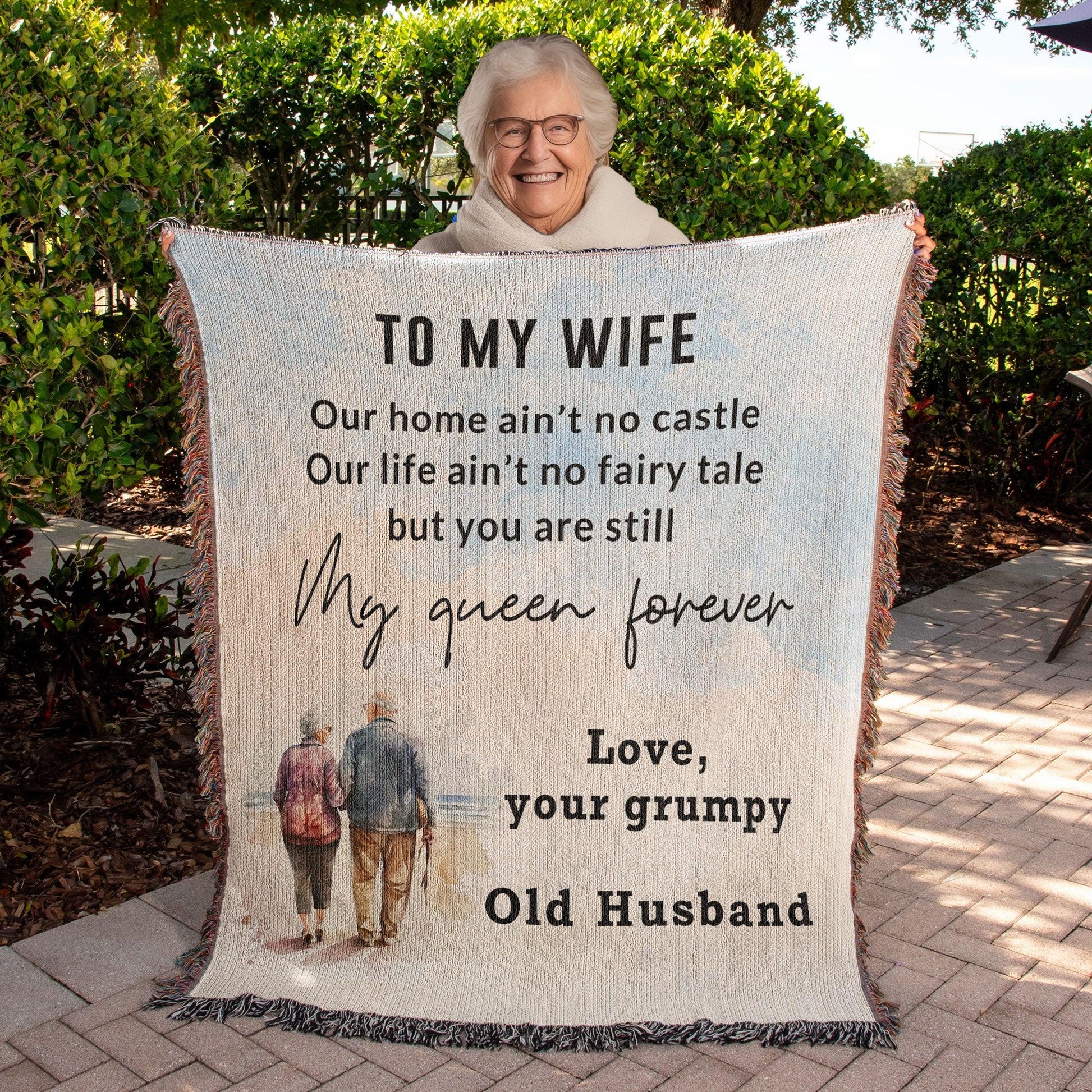 Gift for Wife from Grumpy Old Husband Heirloom Woven Blanket - Mallard Moon Gift Shop
