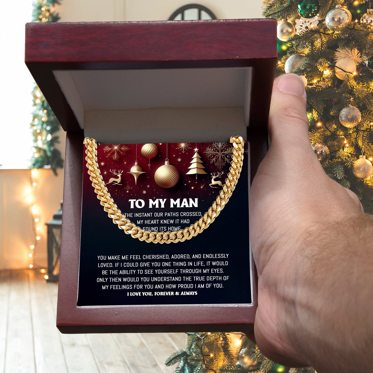 Gift for My Man - Endlessly Loved - Cuban Link Chain Necklace - Mallard Moon Gift Shop