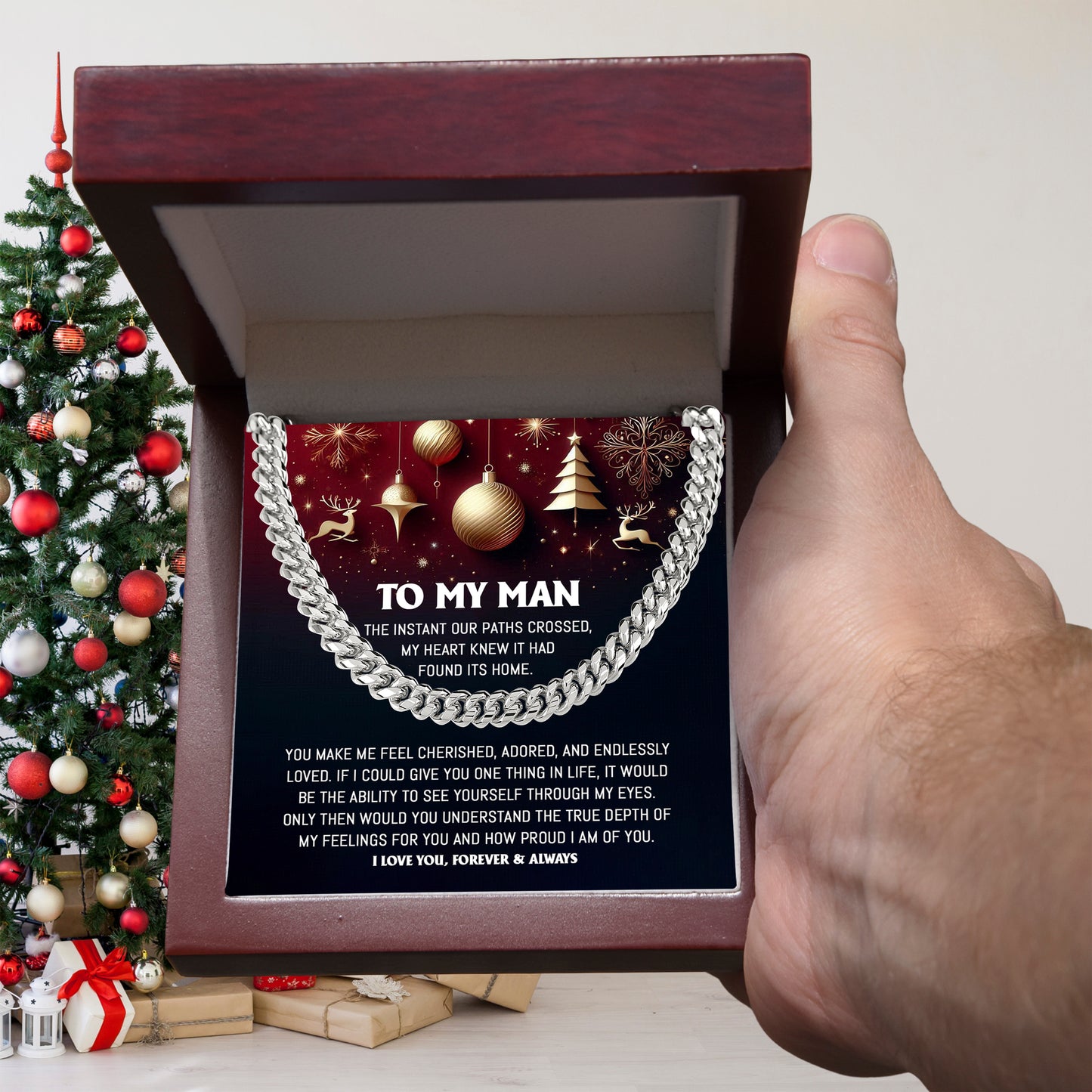 Gift for My Man - Endlessly Loved - Cuban Link Chain Necklace - Mallard Moon Gift Shop