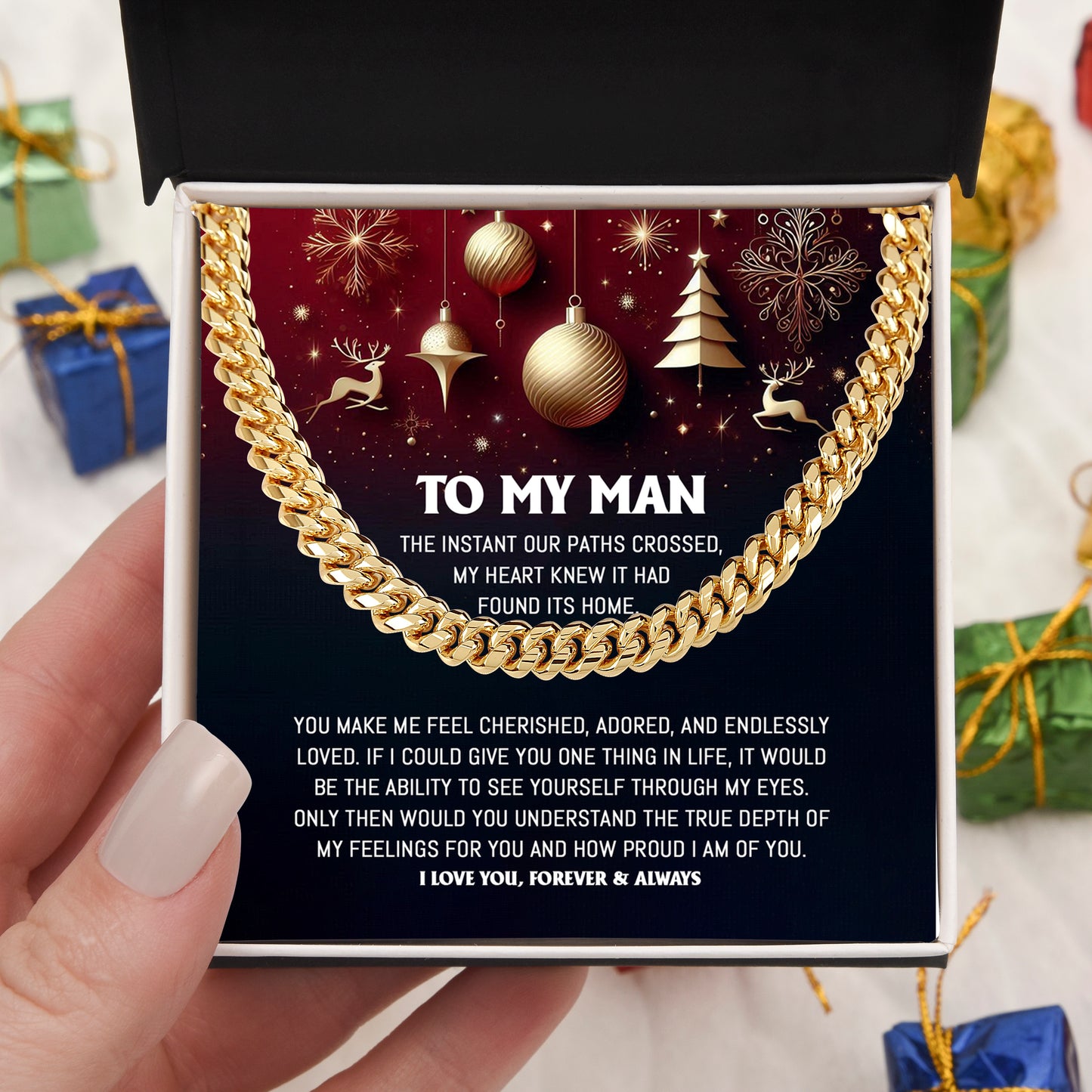 Gift for My Man - Endlessly Loved - Cuban Link Chain Necklace - Mallard Moon Gift Shop