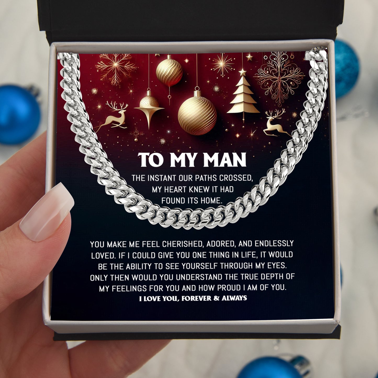 Gift for My Man - Endlessly Loved - Cuban Link Chain Necklace - Mallard Moon Gift Shop