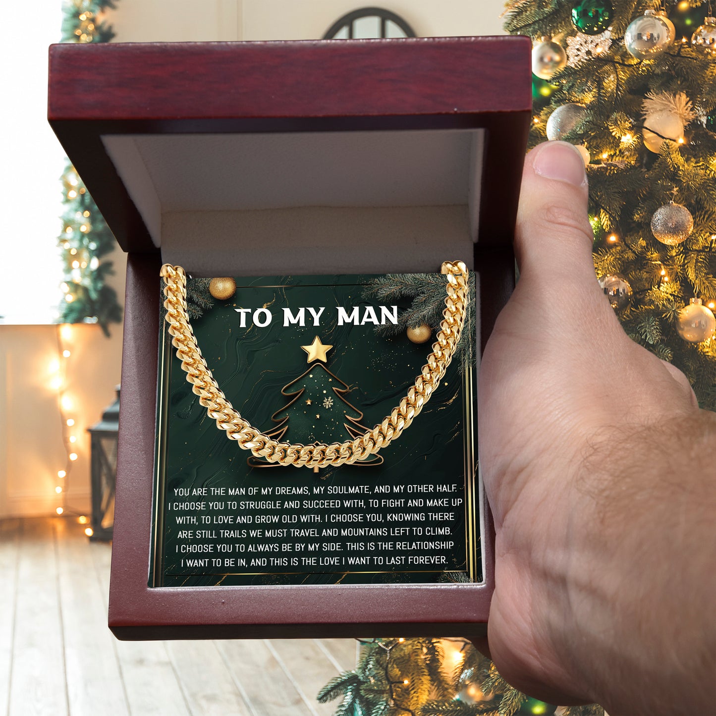 Gift for My Man - My Soulmate - Cuban Link Chain Necklace - Mallard Moon Gift Shop