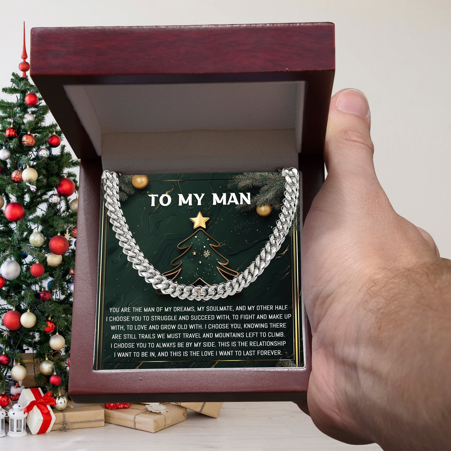 Gift for My Man - My Soulmate - Cuban Link Chain Necklace - Mallard Moon Gift Shop