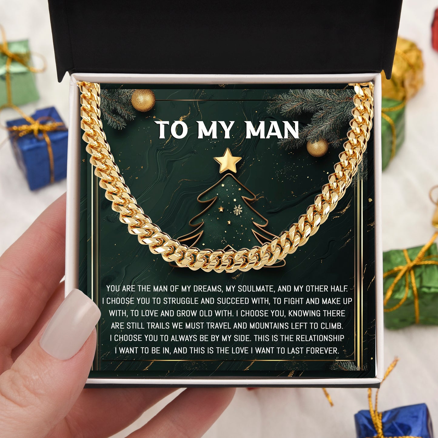 Gift for My Man - My Soulmate - Cuban Link Chain Necklace - Mallard Moon Gift Shop