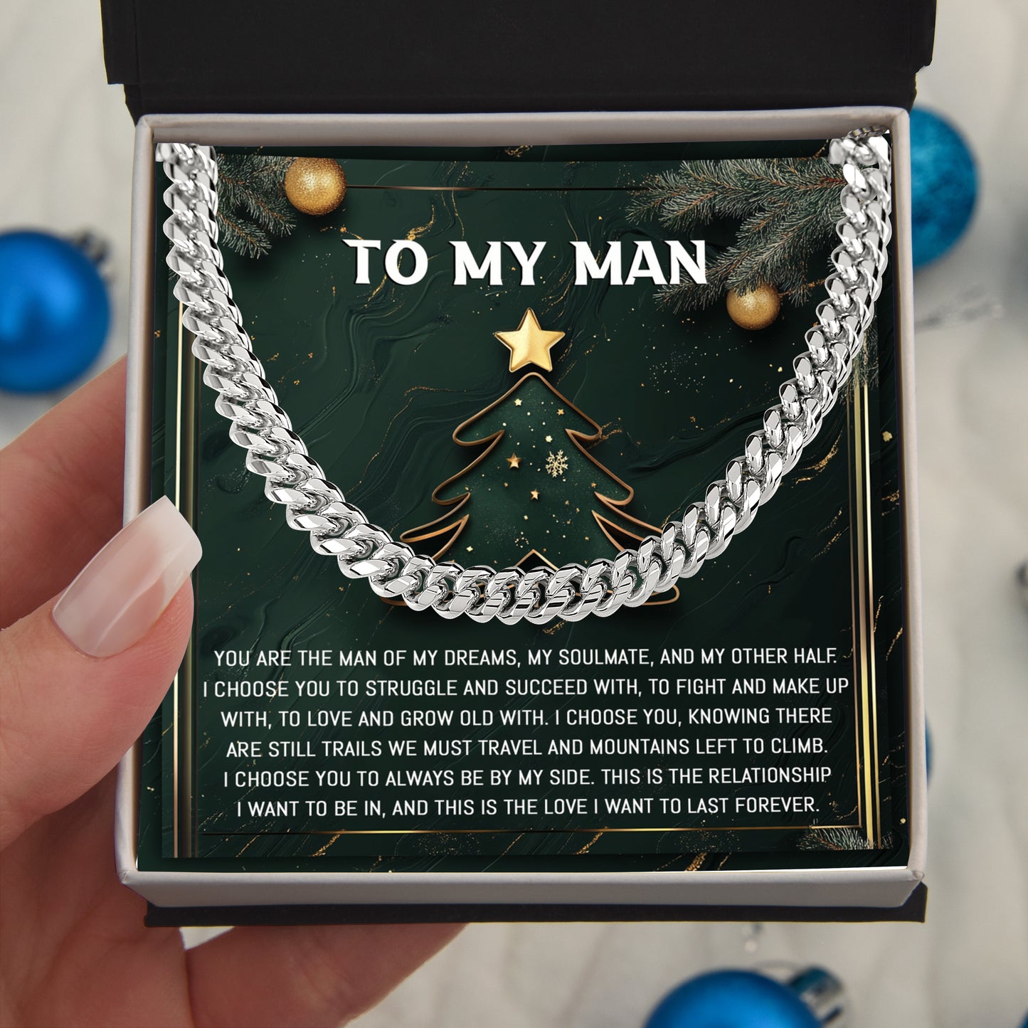 Gift for My Man - My Soulmate - Cuban Link Chain Necklace - Mallard Moon Gift Shop