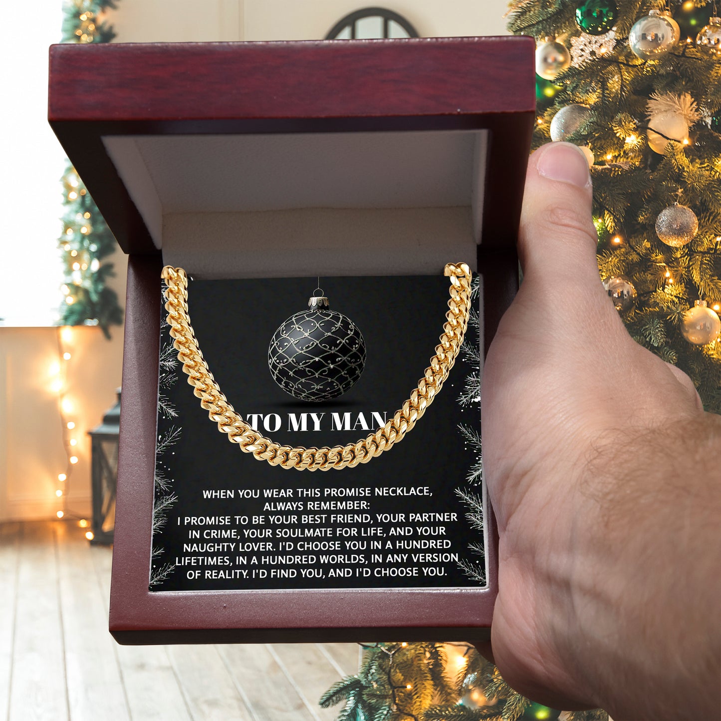 Gift for My Man - Naughty Lover - Cuban Link Chain Necklace - Mallard Moon Gift Shop