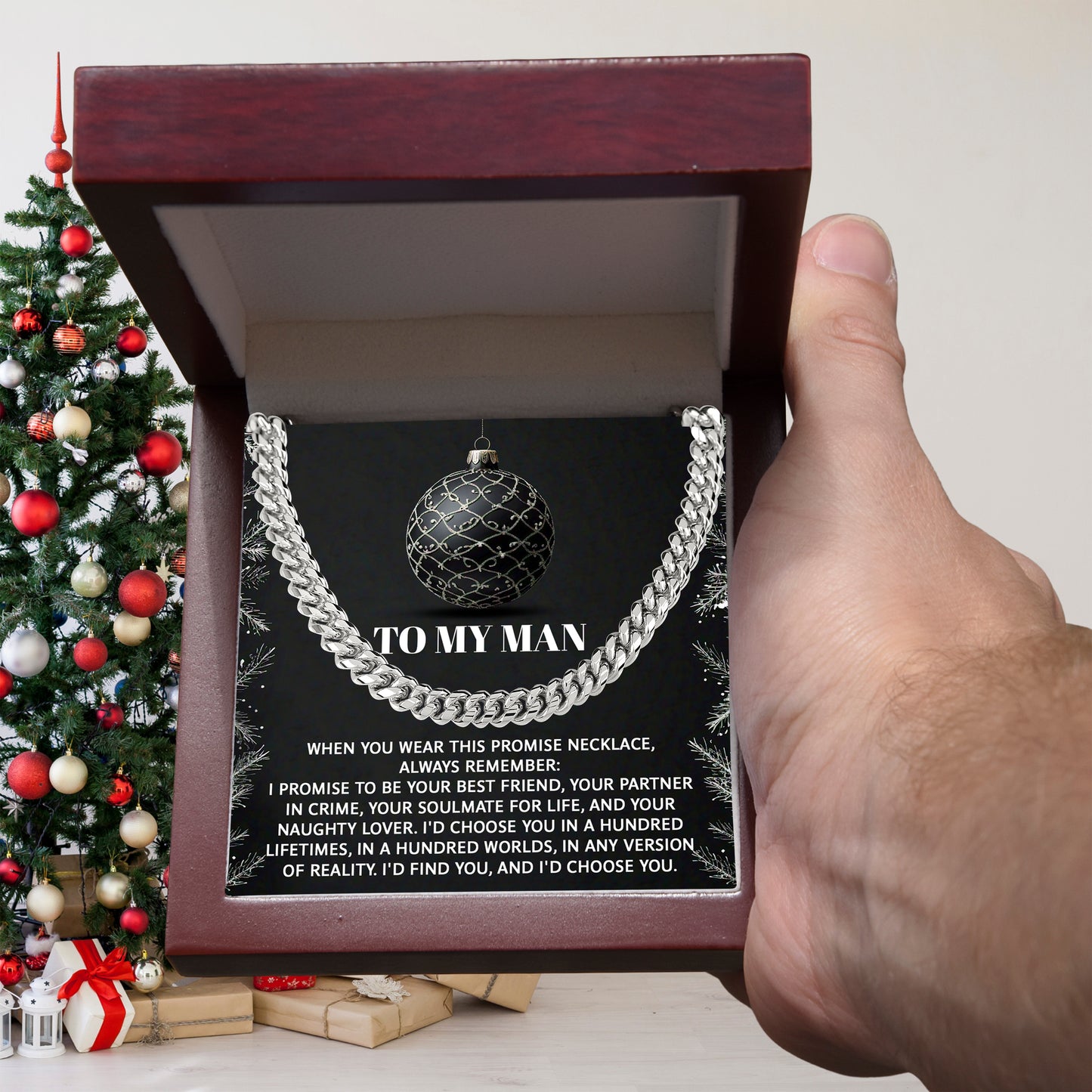 Gift for My Man - Naughty Lover - Cuban Link Chain Necklace - Mallard Moon Gift Shop