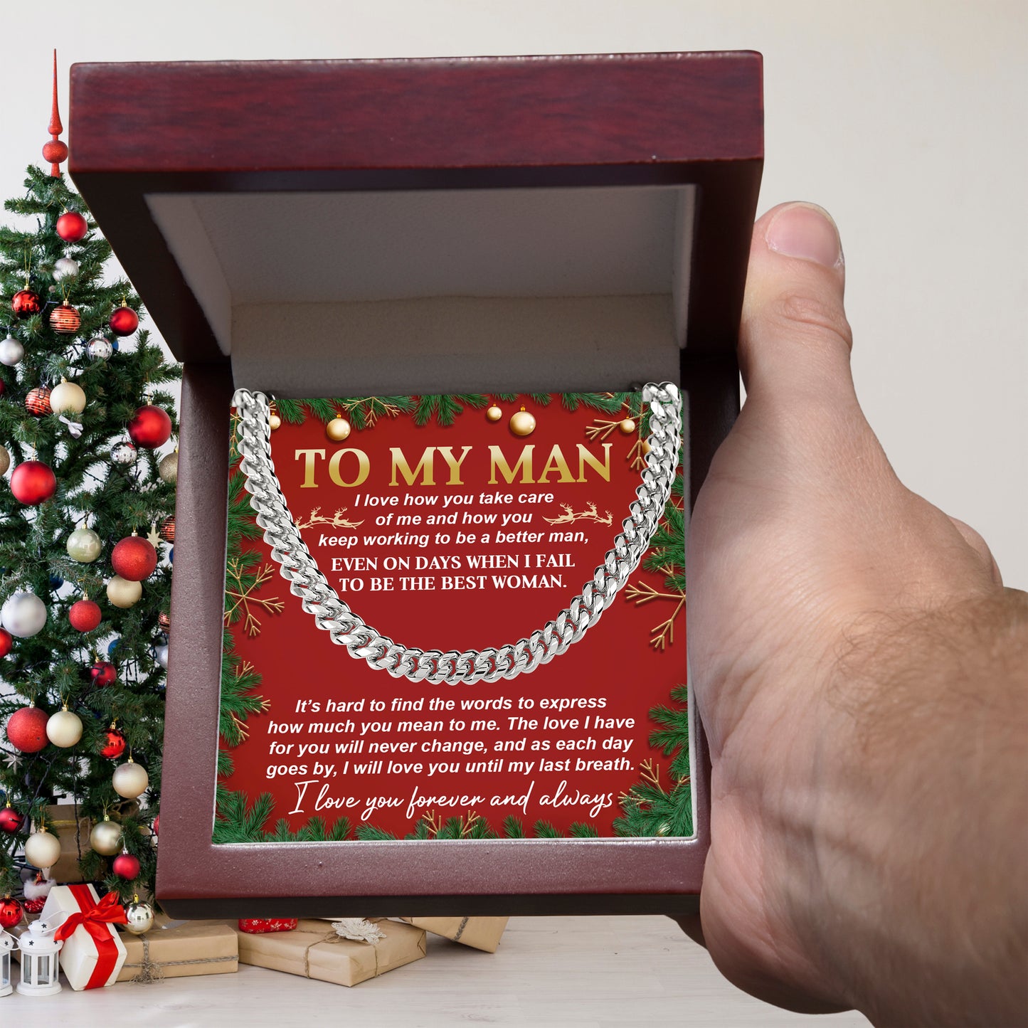 Gift for My Man - Never Change - Cuban Link Chain Necklace - Mallard Moon Gift Shop