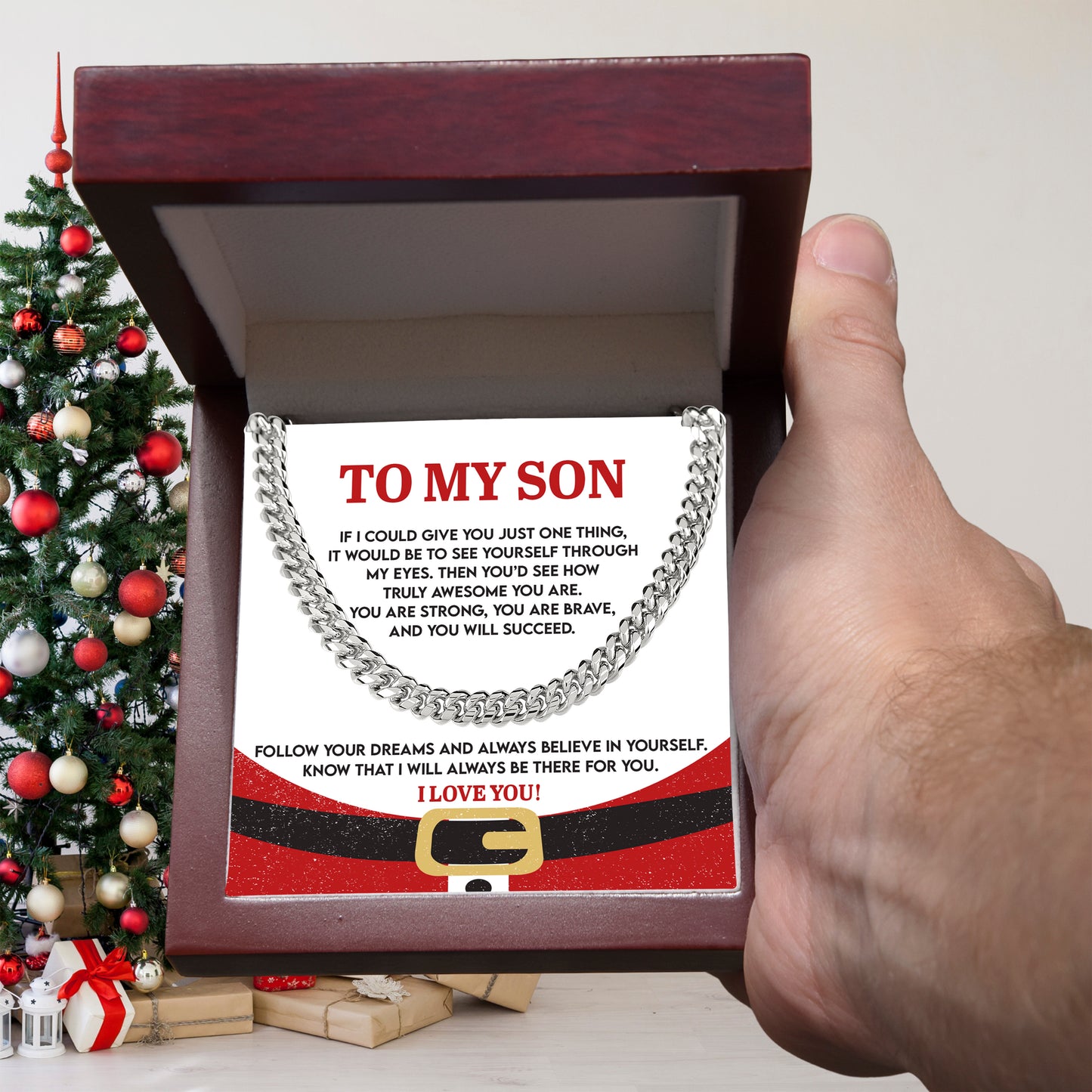 Gift for Son - There For You - Cuban Link Chain Necklace - Mallard Moon Gift Shop