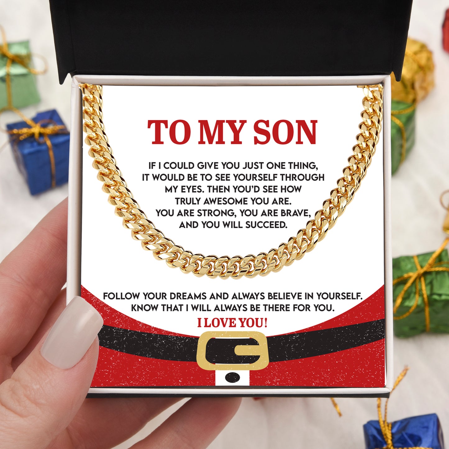 Gift for Son - There For You - Cuban Link Chain Necklace - Mallard Moon Gift Shop