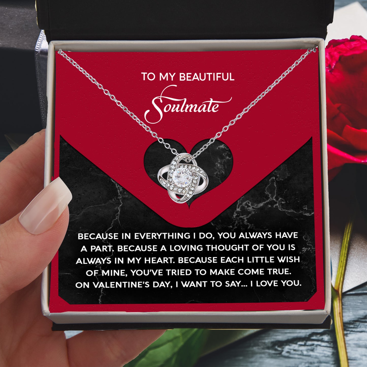 To My Beautiful Soulmate - Love Knot Necklace – A Romantic Valentine’s Day Gift Full of Love and Gratitude - Mallard Moon Gift Shop